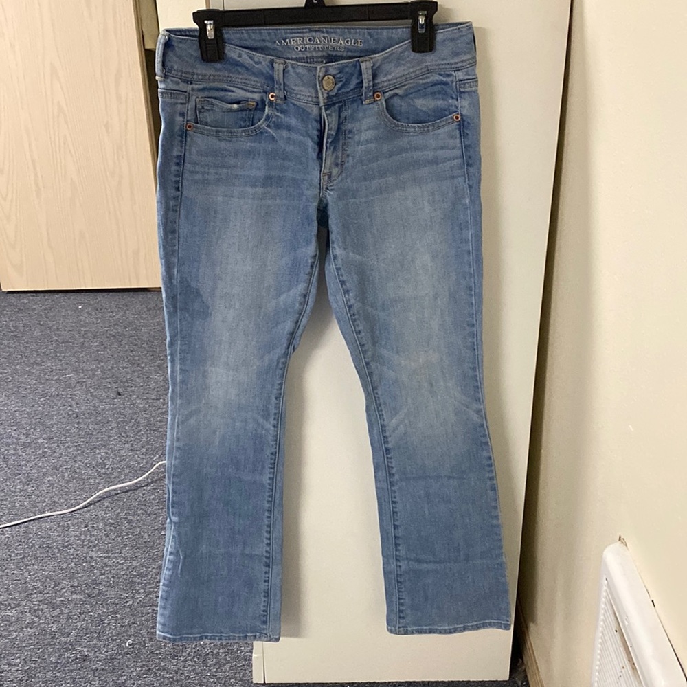 American Eagle light wash kick boot jeans